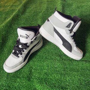 Puma Rebound Joy White Black Leather Boots High Top Sneakers Shoes Size 5C NEW